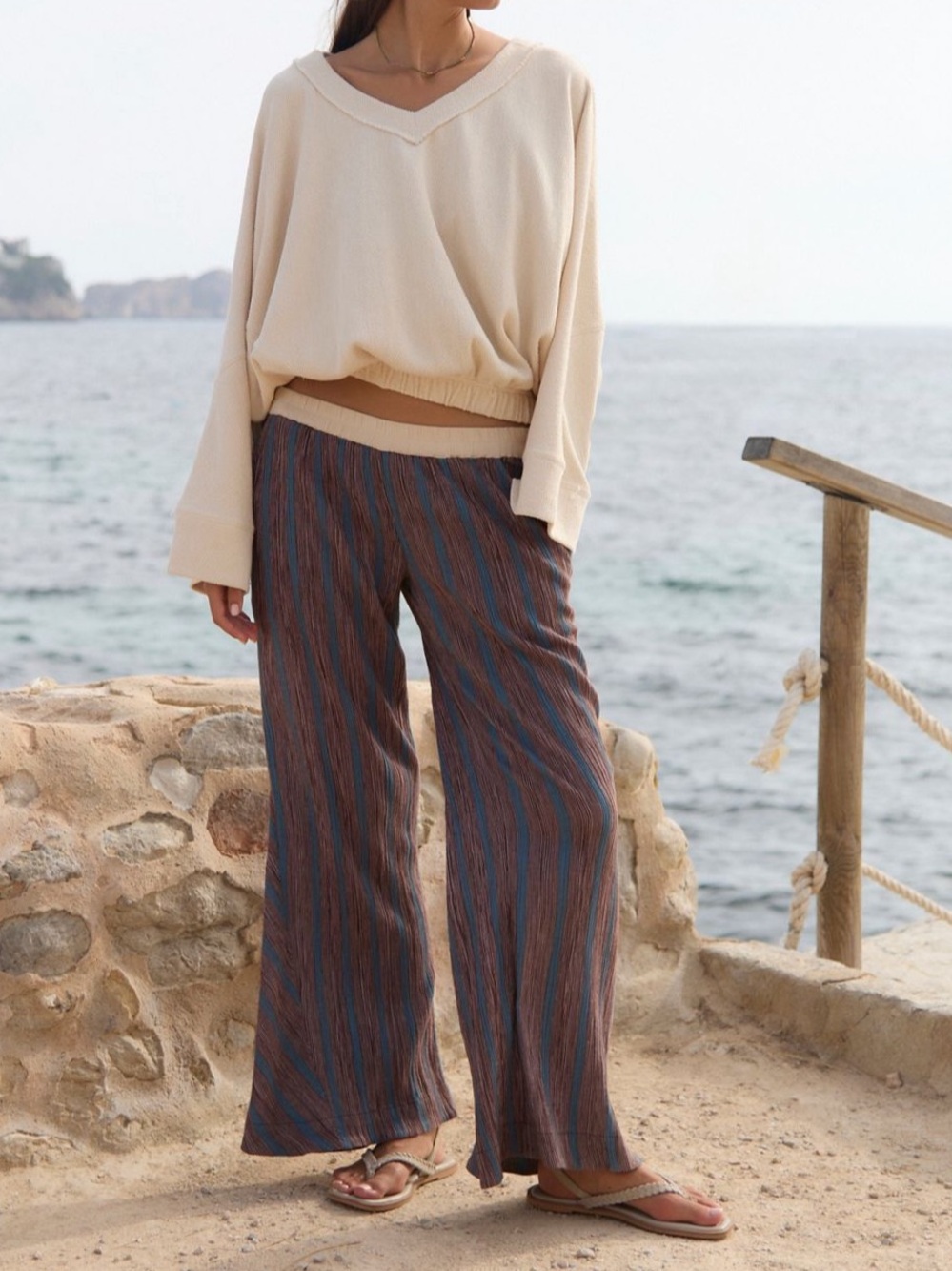 Free people bel striped flare pants size large